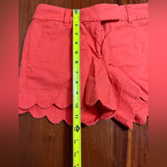 J. Crew Scalloped Shorts Women's Size 00 XS S Mid Rise Linen Casual Red - Picture 4 of 7